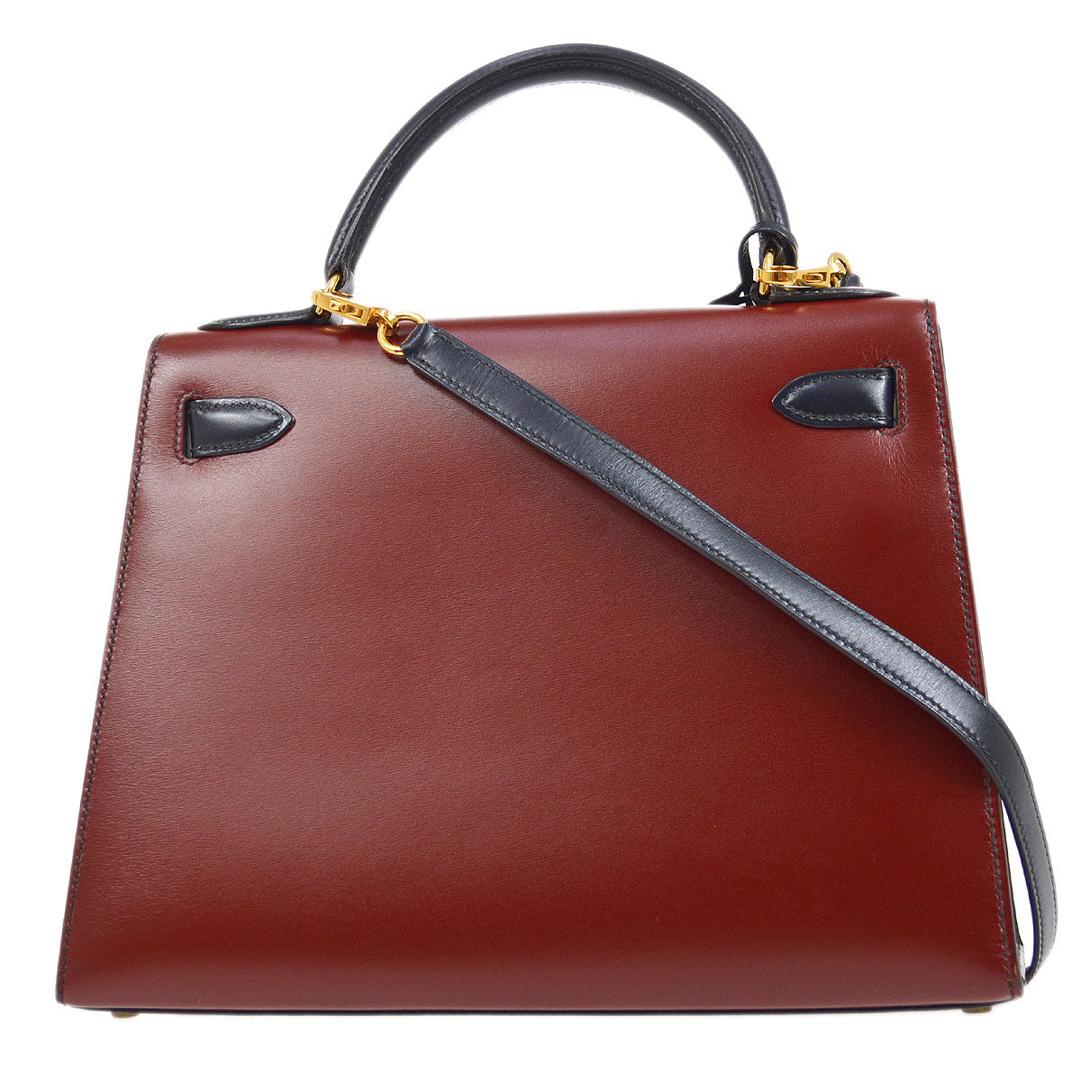 HERMES KELLY 28 SELLIER Tricolor Box calf