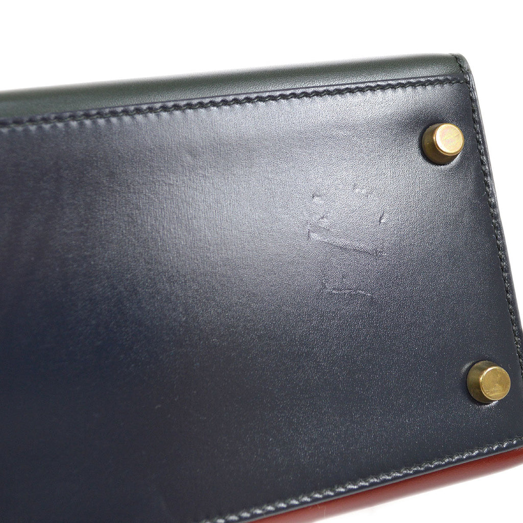 HERMES KELLY 28 SELLIER Tricolor Box calf