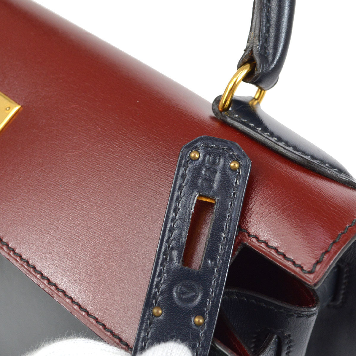 HERMES KELLY 28 SELLIER Tricolor Box calf