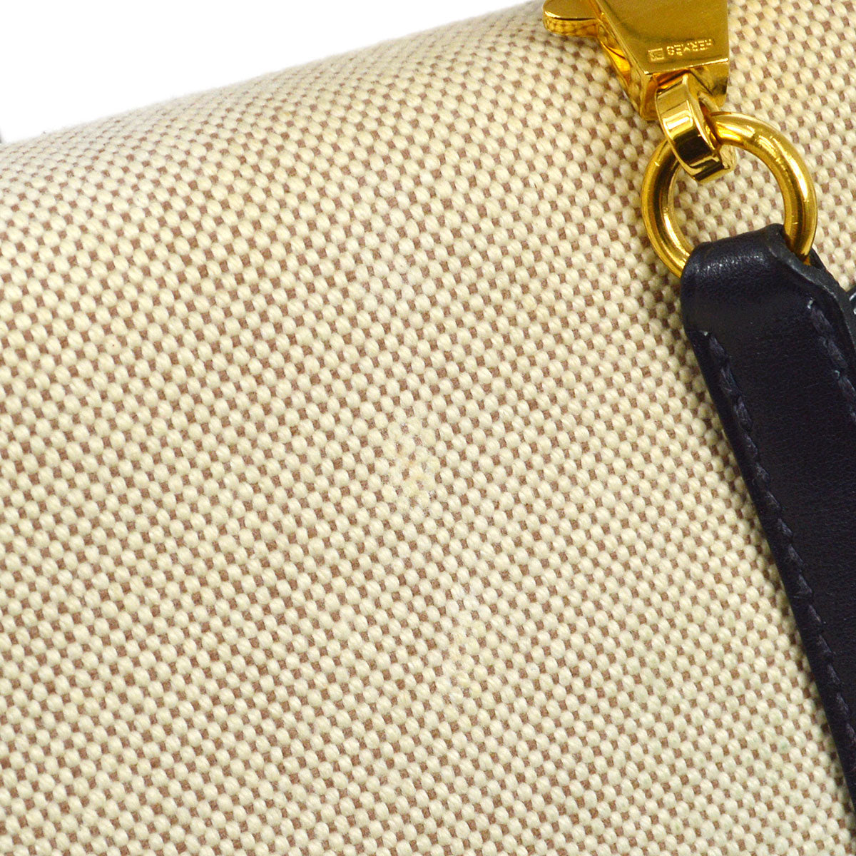 HERMES 1986 KELLY 28 SELLIER Natural Navy Toile H Box calf
