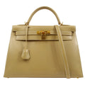 HERMES KELLY 32 SELLIER Beige Box Calf