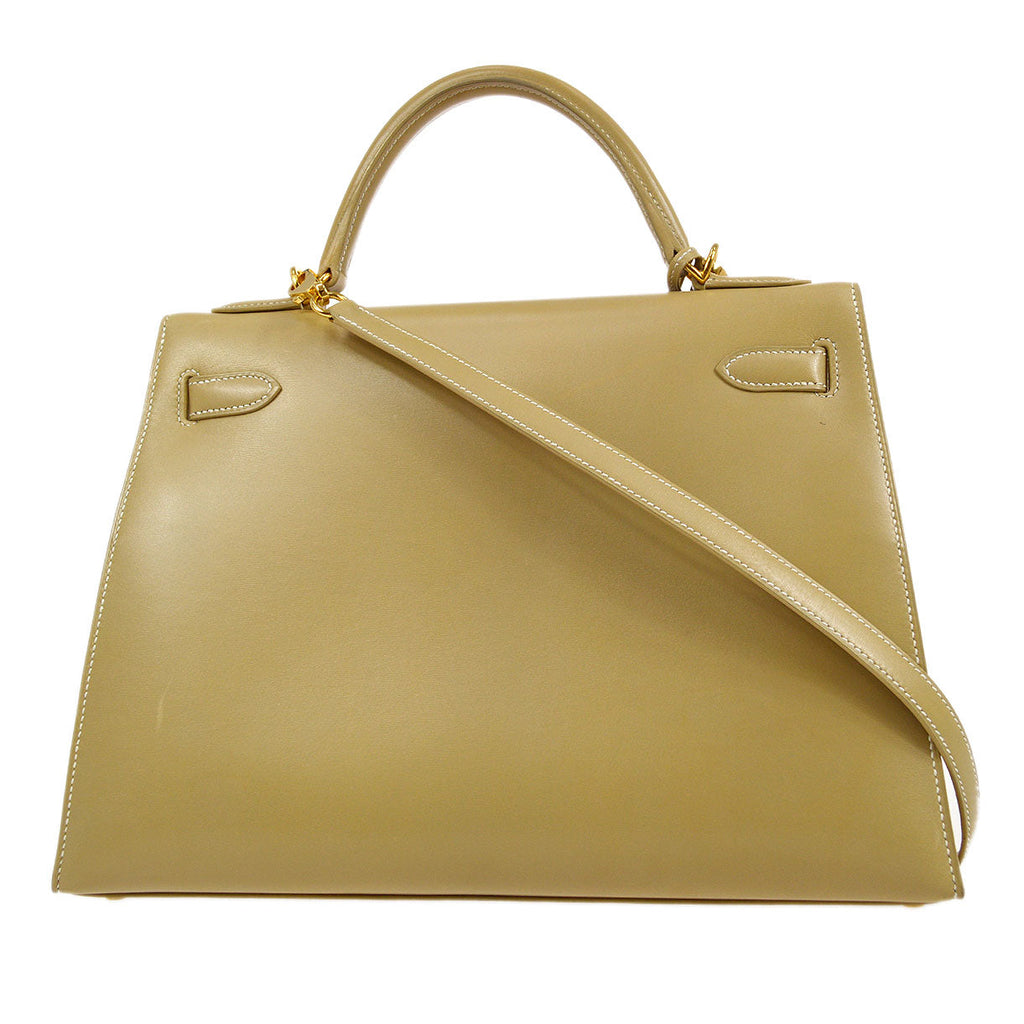 HERMES KELLY 32 SELLIER Beige Box Calf