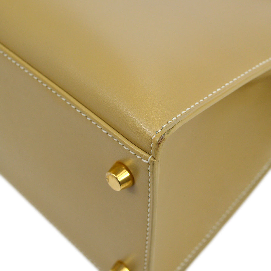 HERMES KELLY 32 SELLIER Beige Box Calf