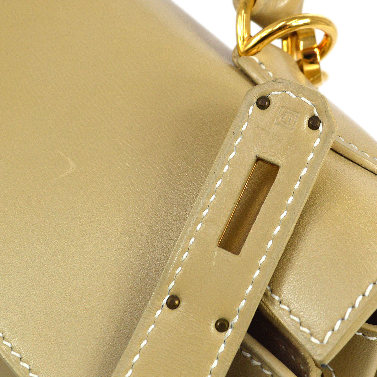 HERMES KELLY 32 SELLIER Beige Box Calf