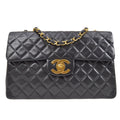 CHANEL Classic Flap Maxi Chain Shoulder Bag Black Lambskin 94639