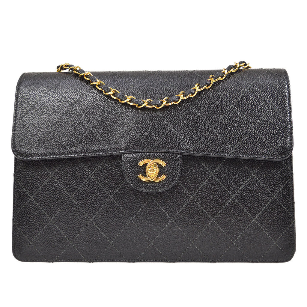 CHANEL 1998 Classic Flap Jumbo Black Caviar 74571
