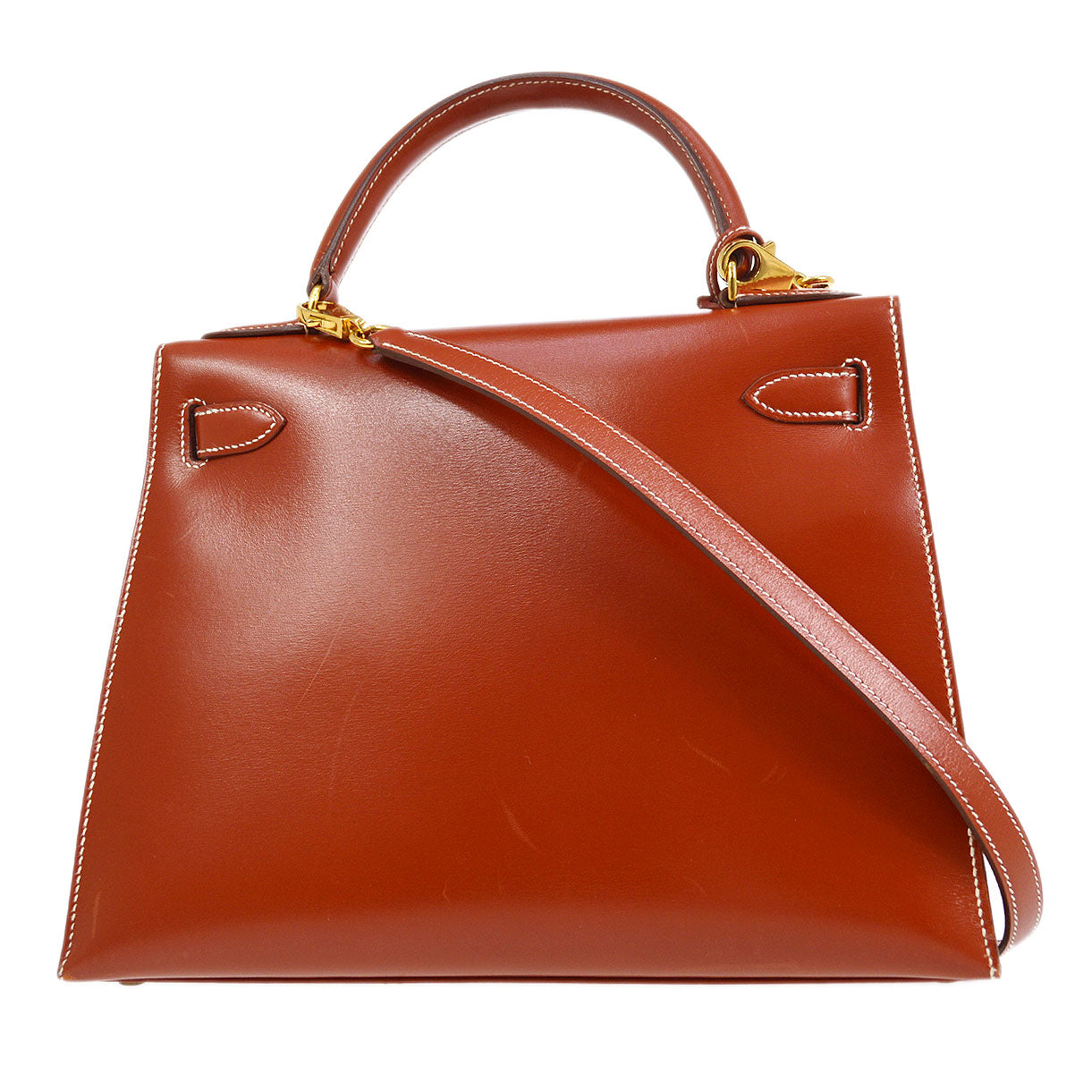 HERMES 1992 KELLY 28 SELLIER Brique Box calf
