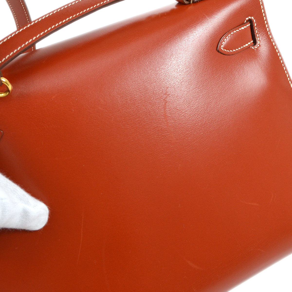 HERMES 1992 KELLY 28 SELLIER Brique Box calf