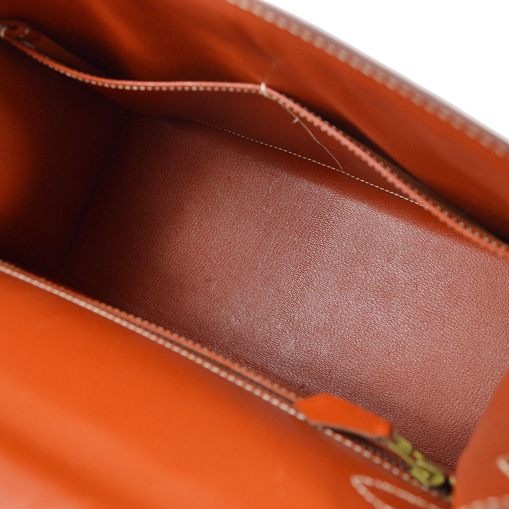 HERMES 1992 KELLY 28 SELLIER Brique Box calf