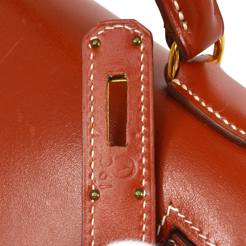 HERMES 1992 KELLY 28 SELLIER Brique Box calf