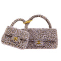 CHANEL * 1994 Classic Flap Handbag Set Purple Tweed 85616