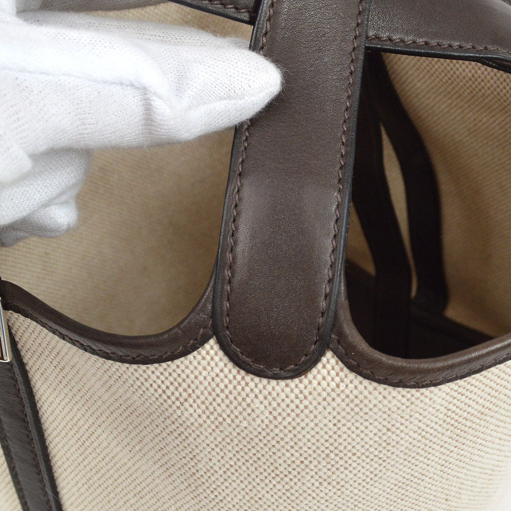 HERMES 2004 Picotin 18 Toile H Barenia Beige