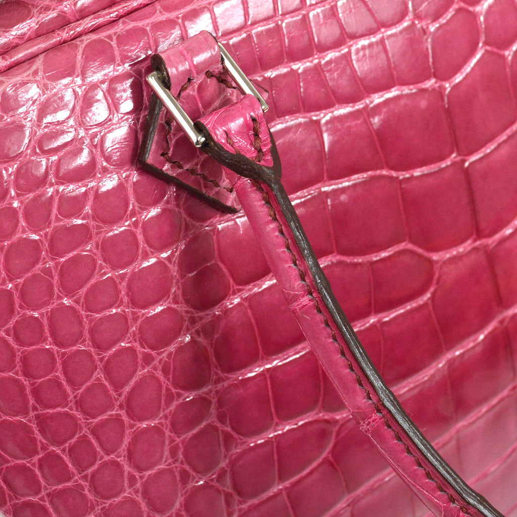 HERMES * 2006 PLUME ELAN 28 Alligator Fuchsia