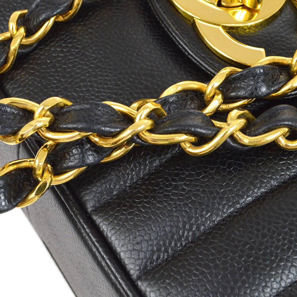 CHANEL 1994-1996 Big CC Vertical Classic Flap Jumbo Black Caviar 74701
