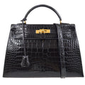 HERMES * 1997 KELLY 32 SELLIER Black Porosus