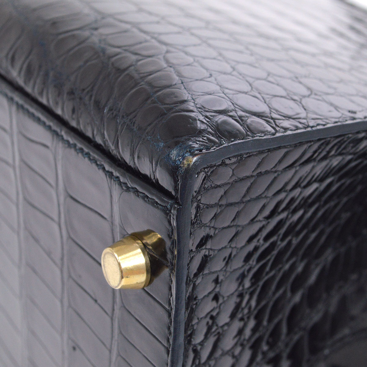 HERMES * 1997 KELLY 32 SELLIER Black Porosus