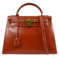 HERMES 1990 KELLY 28 SELLIER Brique Box calf