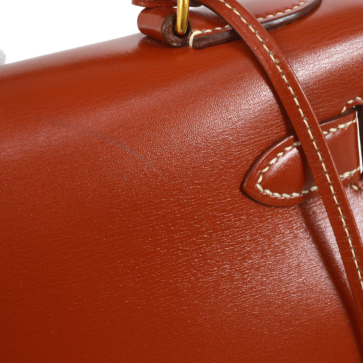 HERMES 1990 KELLY 28 SELLIER Brique Box calf