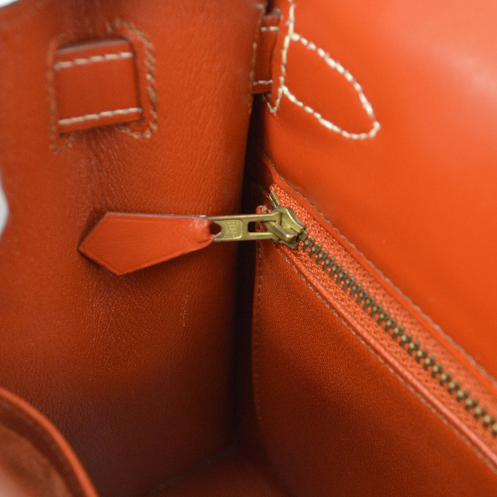 HERMES 1990 KELLY 28 SELLIER Brique Box calf