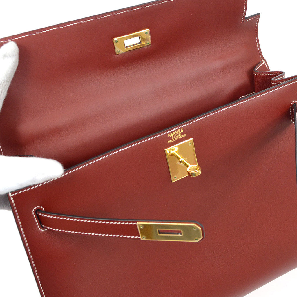 HERMES * 2001 KELLY 32 SELLIER Chamonix Rouge H