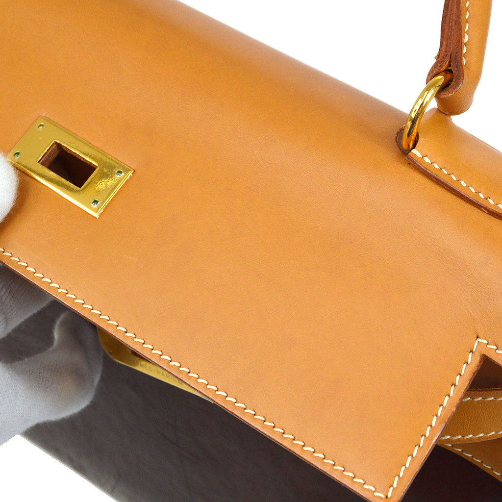 HERMES * 1999 KELLY 32 RETOURNE Natural Vache Amazonia