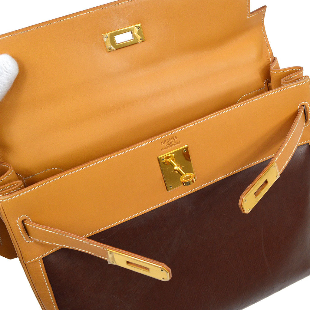 HERMES * 1999 KELLY 32 RETOURNE Natural Vache Amazonia