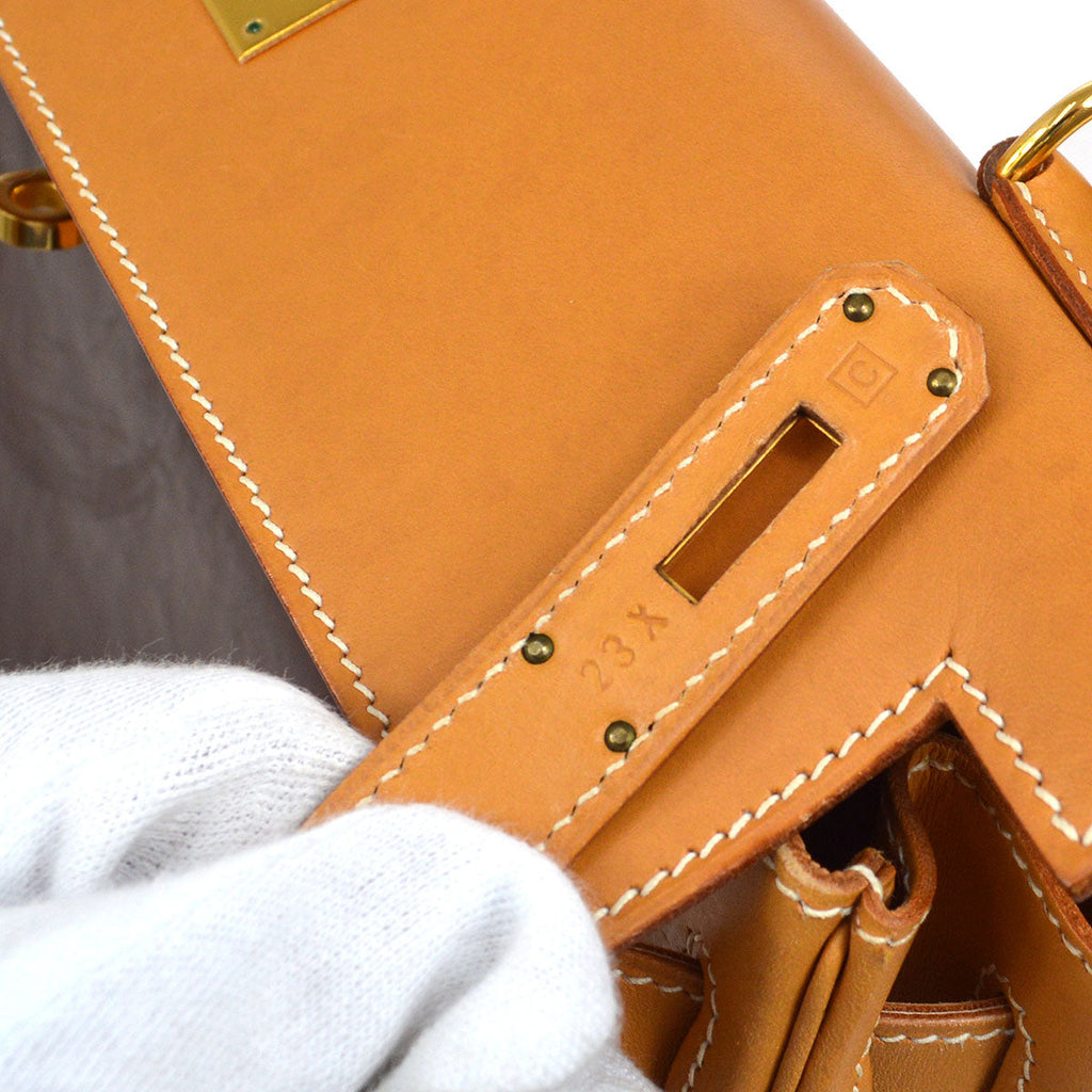 HERMES * 1999 KELLY 32 RETOURNE Natural Vache Amazonia