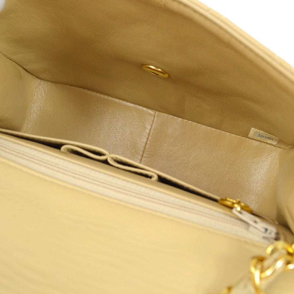 CHANEL★ 1989-1991 Classic Square Flap Beige Lambskin 95971