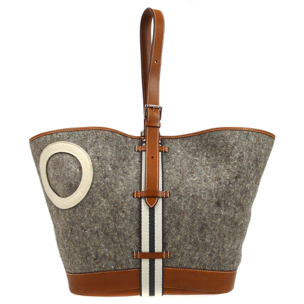 HERMES 2008 SAC CAMAIL Gray Brown Felt Barenia