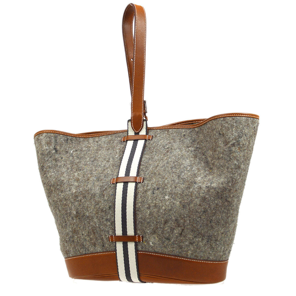 HERMES 2008 SAC CAMAIL Gray Brown Felt Barenia