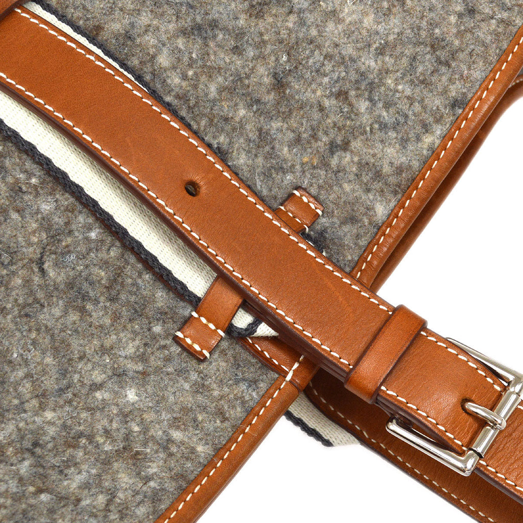 HERMES 2008 SAC CAMAIL Gray Brown Felt Barenia