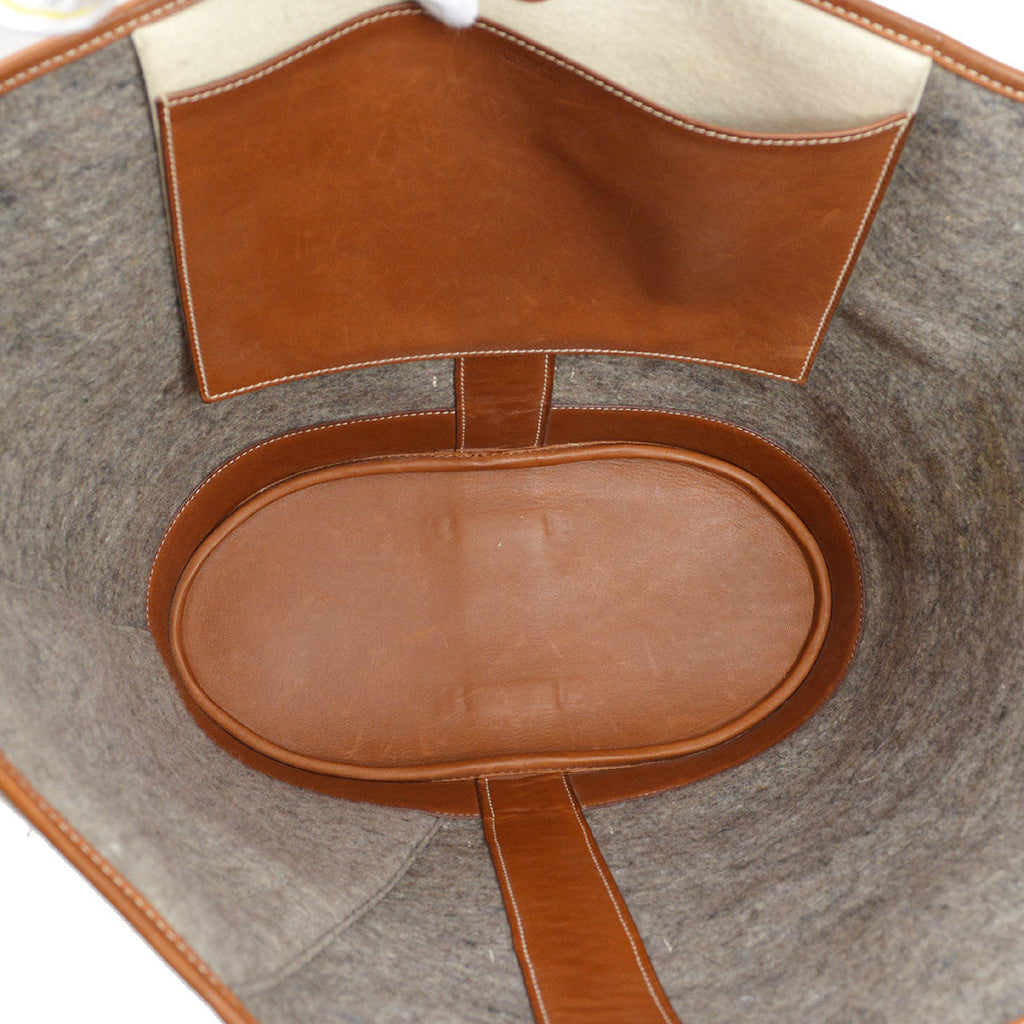 HERMES 2008 SAC CAMAIL Gray Brown Felt Barenia