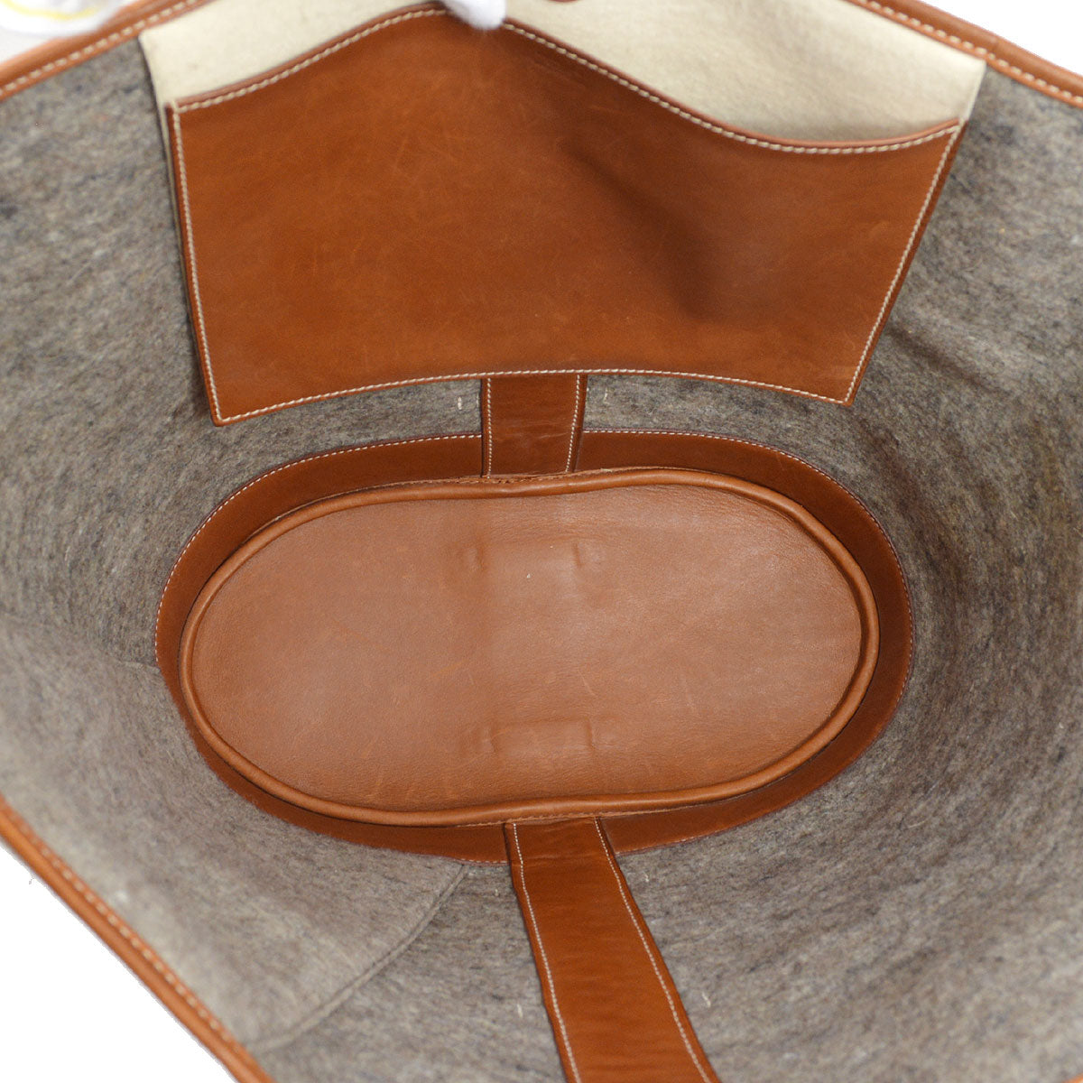 HERMES 2008 SAC CAMAIL Gray Brown Felt Barenia