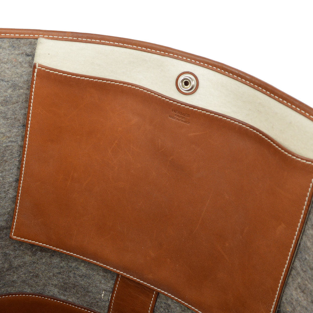 HERMES 2008 SAC CAMAIL Gray Brown Felt Barenia