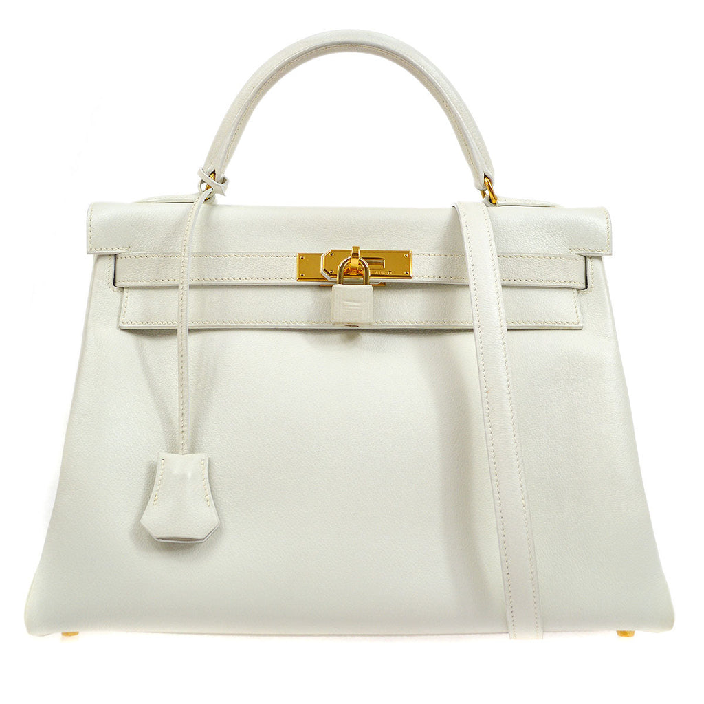 HERMES 1997 KELLY 32 RETOURNE White Veau Graine