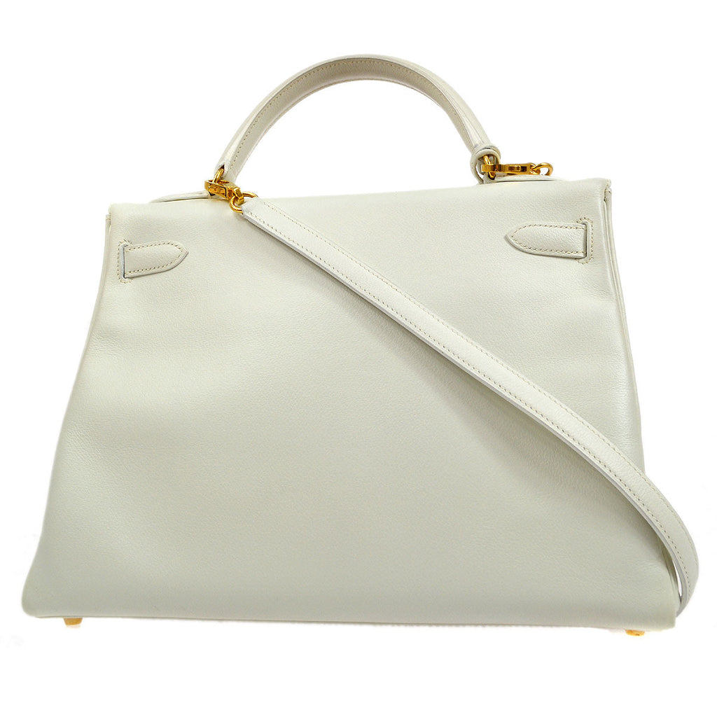 HERMES 1997 KELLY 32 RETOURNE White Veau Graine