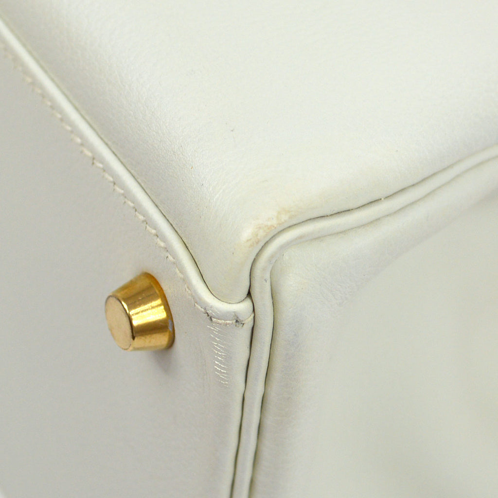 HERMES 1997 KELLY 32 RETOURNE White Veau Graine
