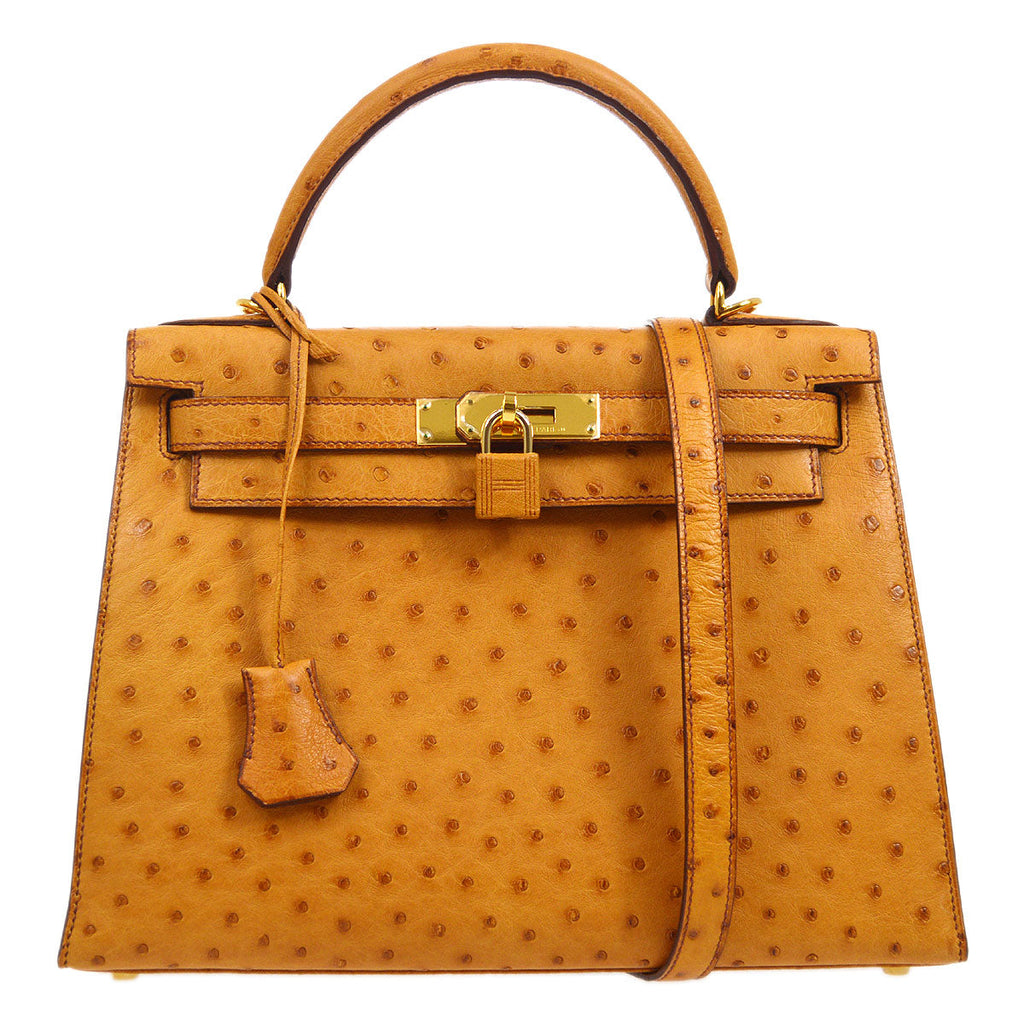 HERMES * 2005 KELLY 28 SELLIER Chestnut Ostrich