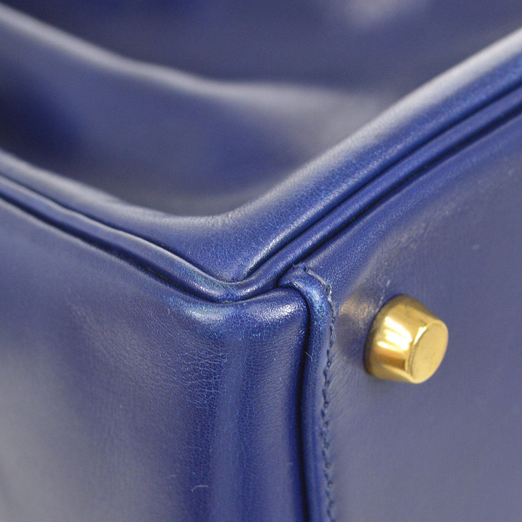 HERMES 1993 KELLY 32 RETOURNE Blue Box Calf