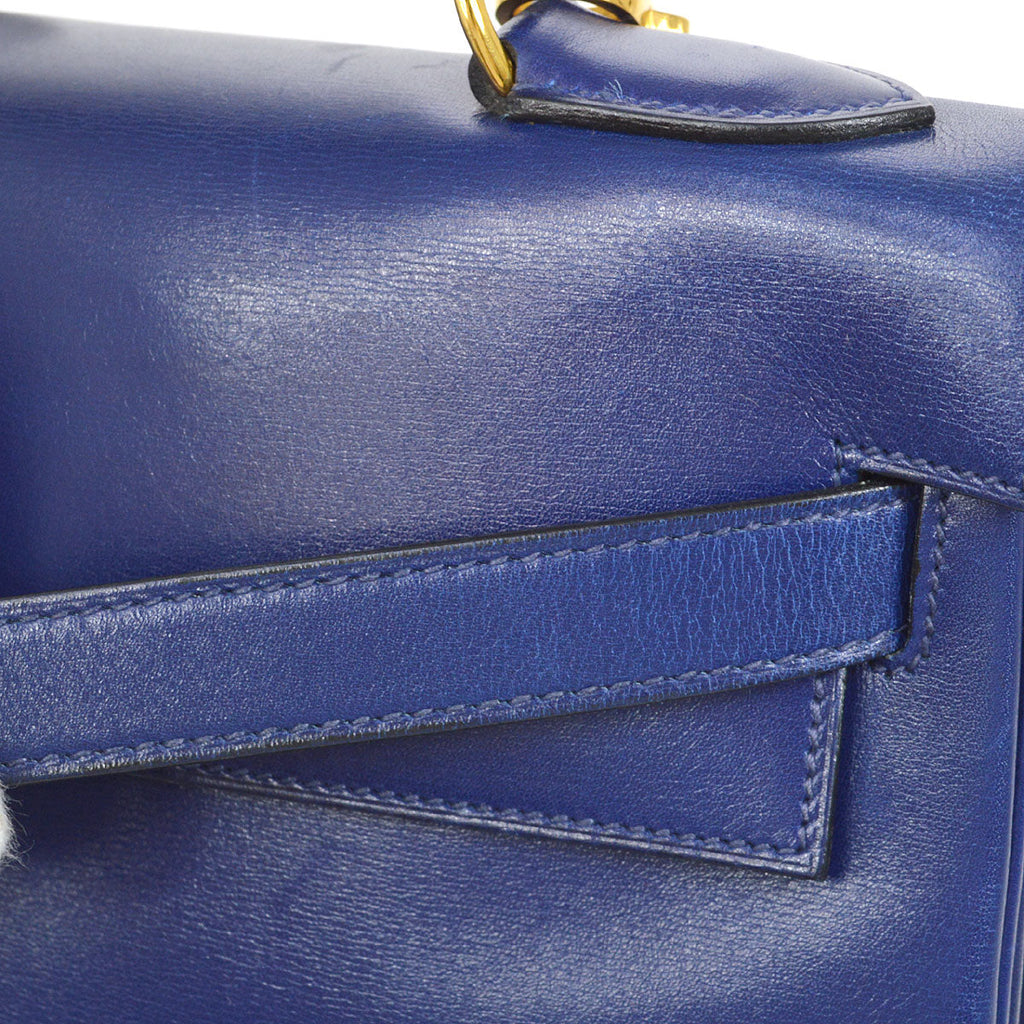HERMES 1993 KELLY 32 RETOURNE Blue Box Calf