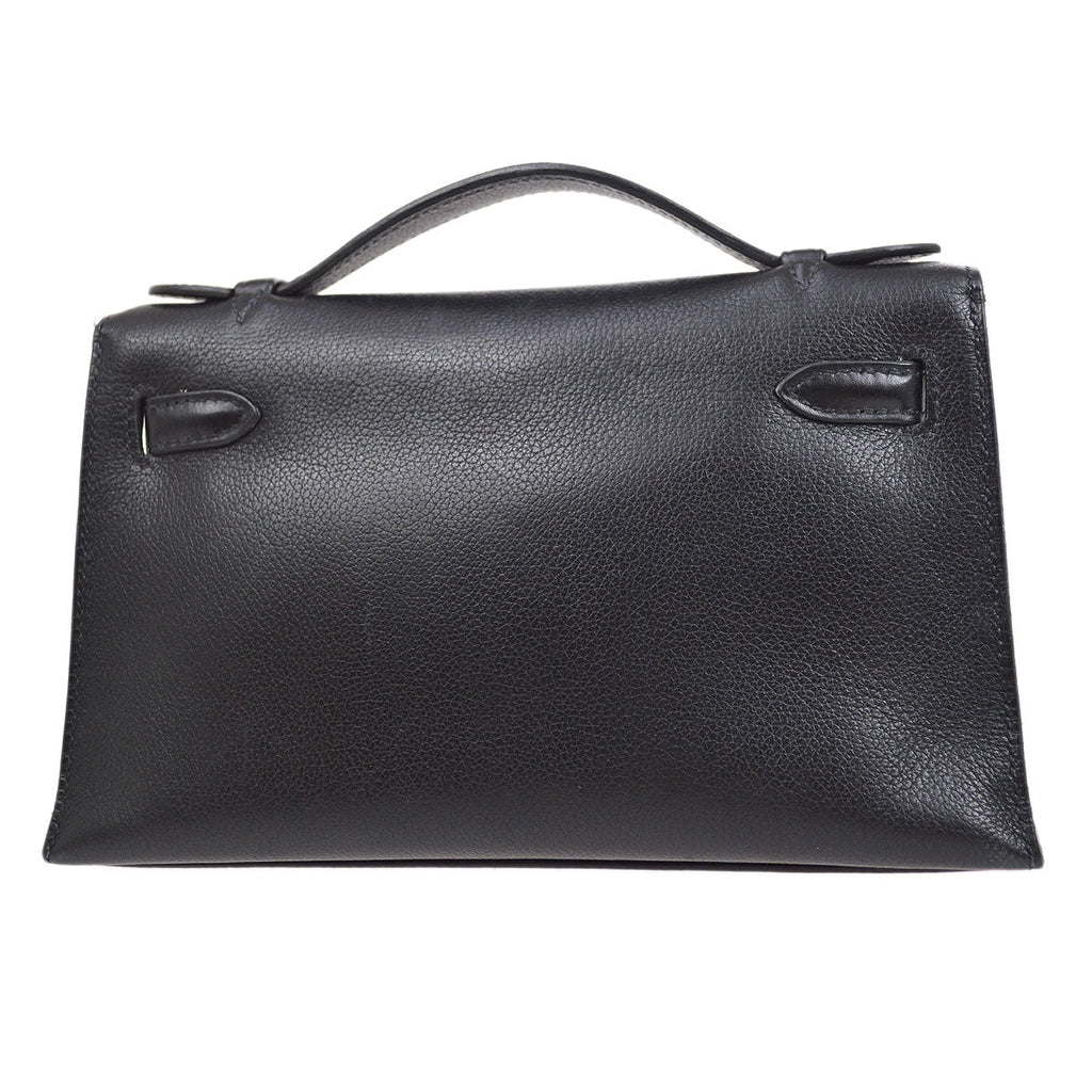 HERMES 2004 POCHETTE KELLY Black Evergrain
