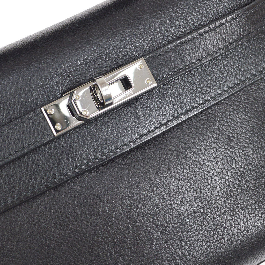 HERMES 2004 POCHETTE KELLY Black Evergrain
