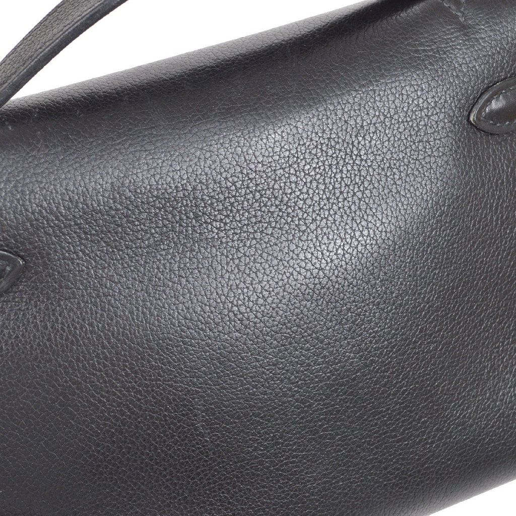 HERMES 2004 POCHETTE KELLY Black Evergrain