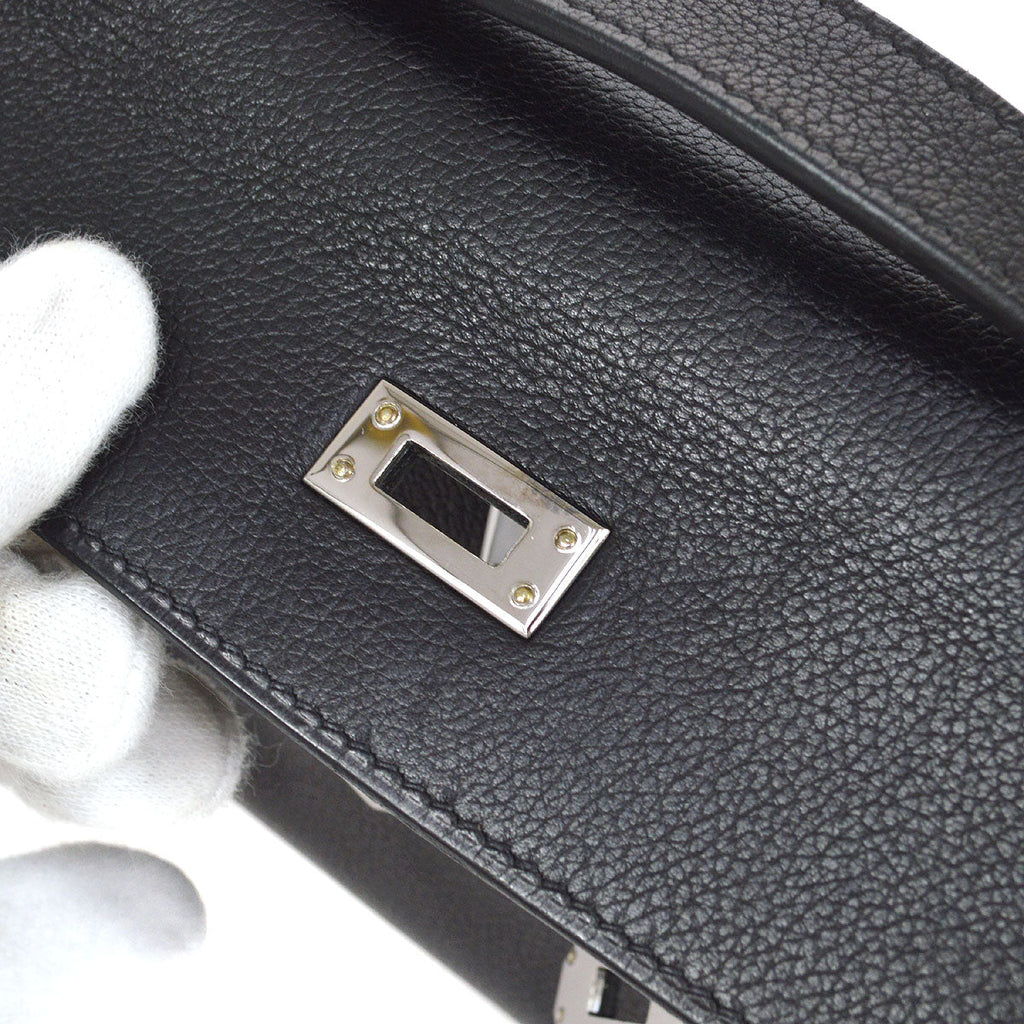 HERMES 2004 POCHETTE KELLY Black Evergrain