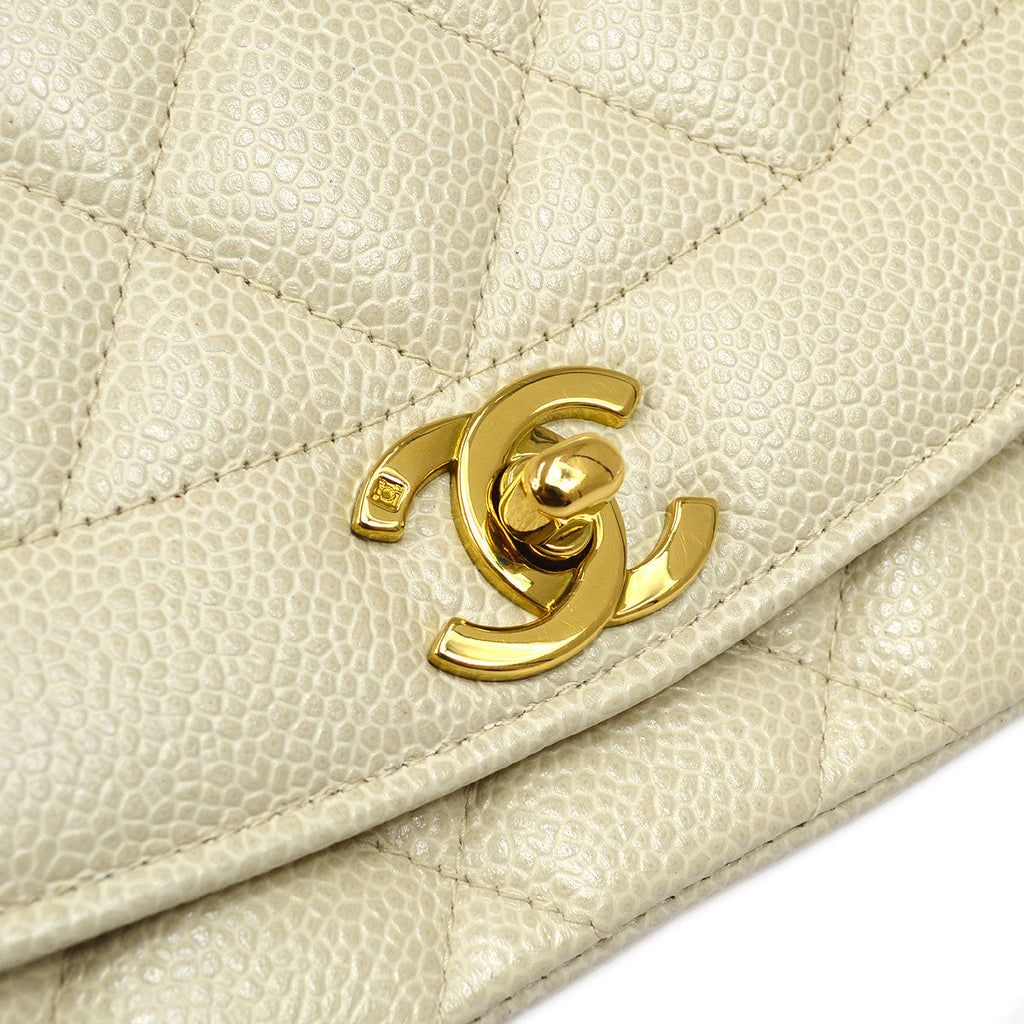CHANEL 1994-1996 Diana Flap Medium Ivory Caviar 54876