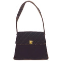 CHANEL 1997-1999 Quilted Flap Shoulder Bag Large Brown Velvet