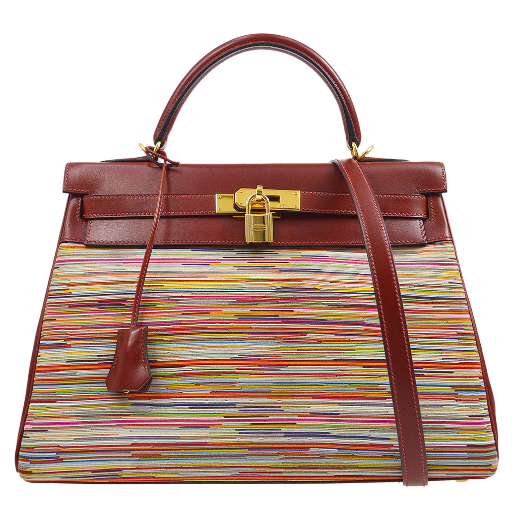 HERMES 2002 KELLY 32 RETOURNE Vibrato Box Calf Rouge H
