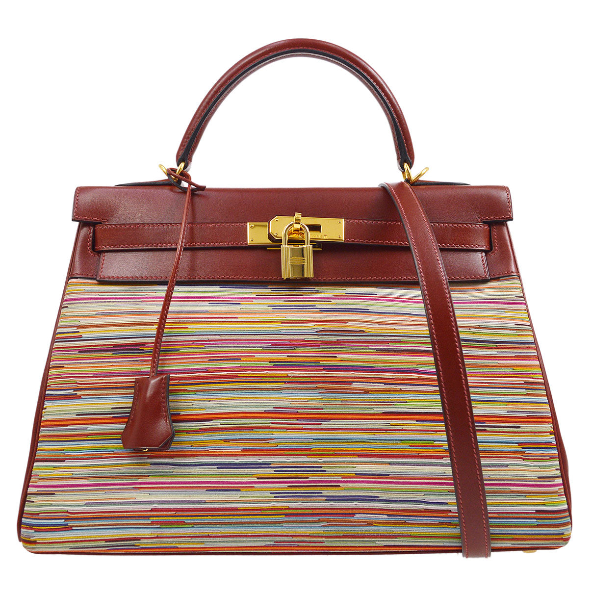 HERMES 2002 KELLY 32 RETOURNE Vibrato Box Calf Rouge H