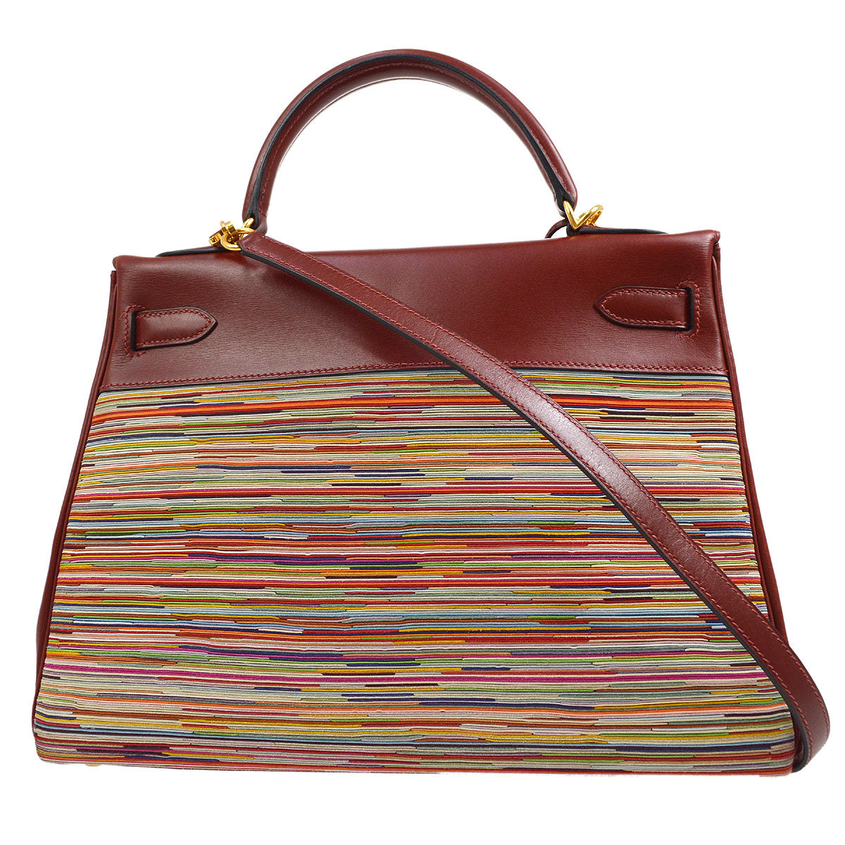 HERMES 2002 KELLY 32 RETOURNE Vibrato Box Calf Rouge H