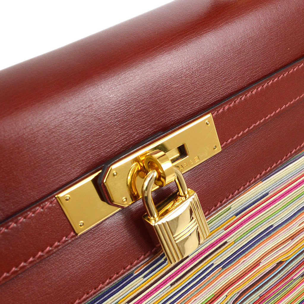HERMES 2002 KELLY 32 RETOURNE Vibrato Box Calf Rouge H